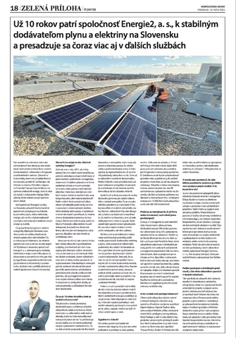 Energie 2 ako stabilný dodávateľ | Článok v časopise Hospodárske noviny | Energie2 v médiách